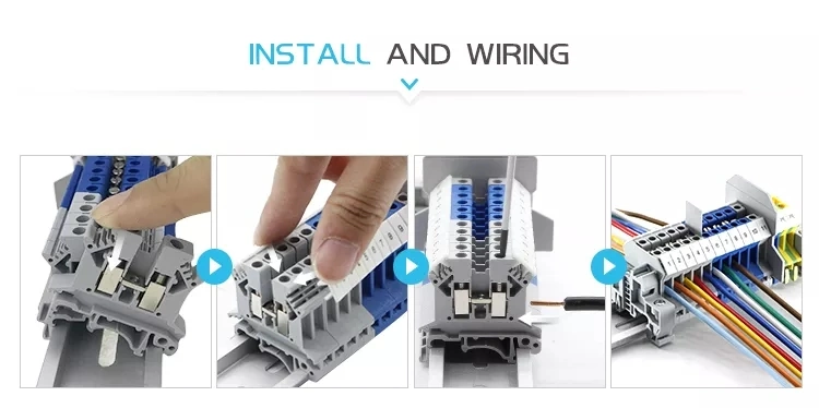 Nylon Plastic PA66 Electric Universal UK-2.5b 24-12AWG Feed Through Screw Type DIN Rail Terminal Blocks Connector