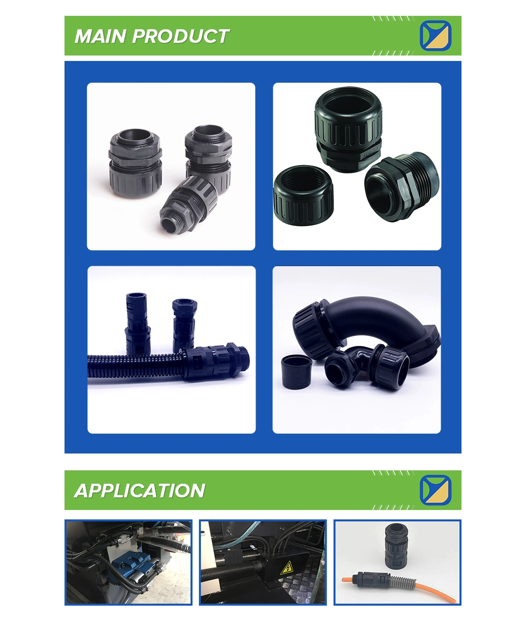 Elbow Quick Conduit Connector for Corrugated Pipes Ad21.2mm Nylon PA66 Pg16-Ad21.2