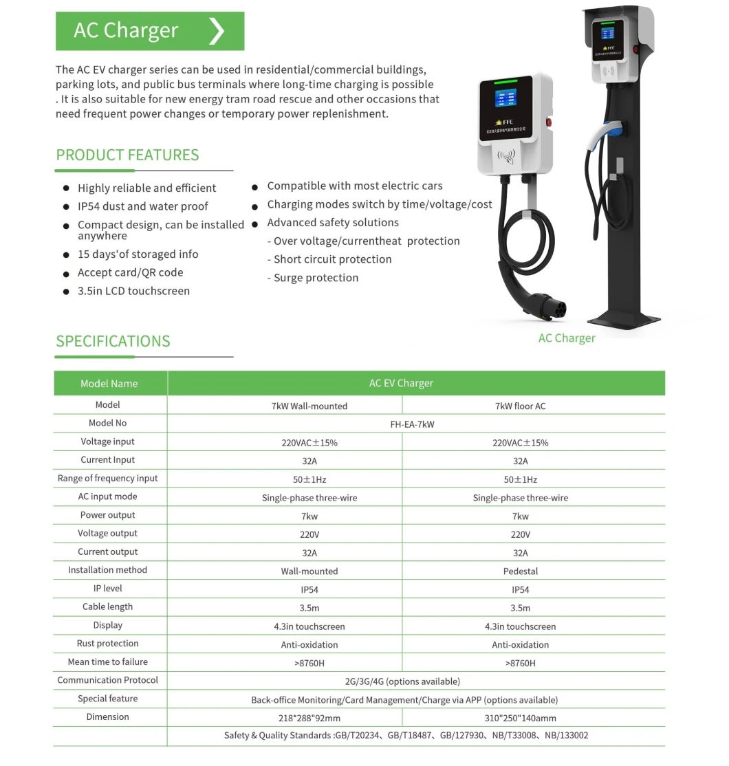 EV Charging Pedestal 7kw Home Car Charger Easy Install Single Connector